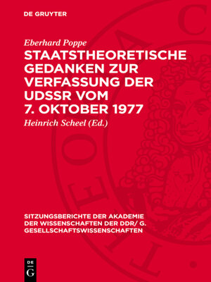 cover image of Staatstheoretische Gedanken zur Verfassung der UdSSR vom 7. Oktober 1977